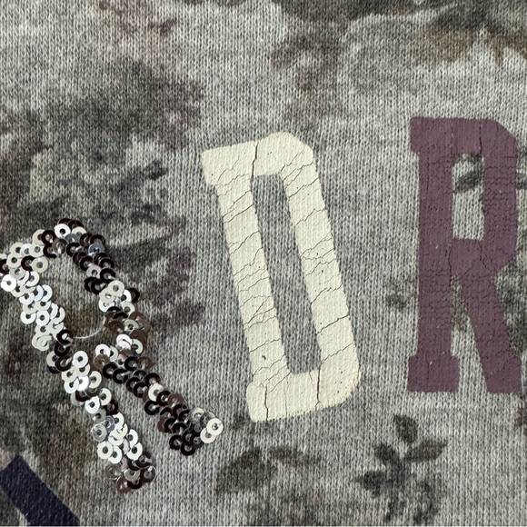 SUPERDRY Sequin Logo Floral Crop Sweat Top Medium - Picture 6 of 12